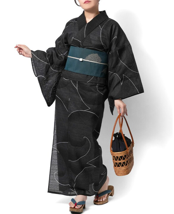 楽天市場】浴衣 美術サロン 綿絽 渦美 黒 レディース 細密染め 幾何学 