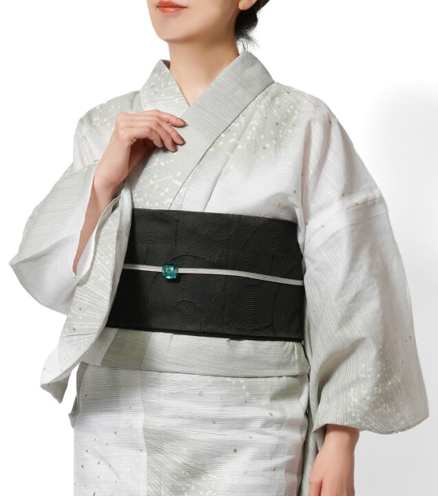 楽天市場】浴衣 美術サロン 綿絽 煌めき 白 ライトグレー レディース 