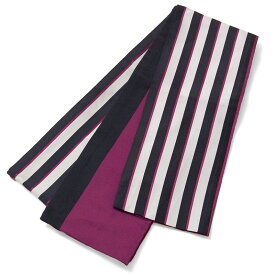 撫松庵 半幅帯 縞 ボルドー 赤紫 黒 リバーシブル レトロ モダン シンプル 日本製 半巾帯 細帯