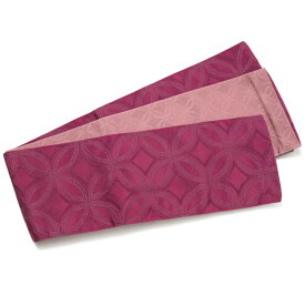 半幅帯 七宝 ピンク 赤紫 リバーシブル レトロ モダン 日本製 半巾帯 細帯