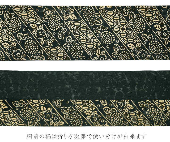 楽天市場】名古屋帯 絽 伊勢型染 正絹 紋寄せ縞 唐草 紺 生成 ベージュ 
