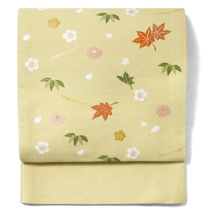 楽天市場】【40%OFF】京袋帯 吹き寄せ からし 黄色 紅葉 花 松葉 伝統 