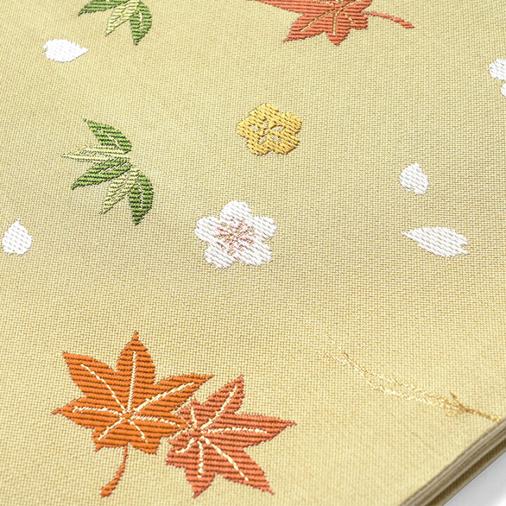 楽天市場】京袋帯 吹き寄せ からし 黄色 紅葉 花 松葉 伝統文様 JAPAN  