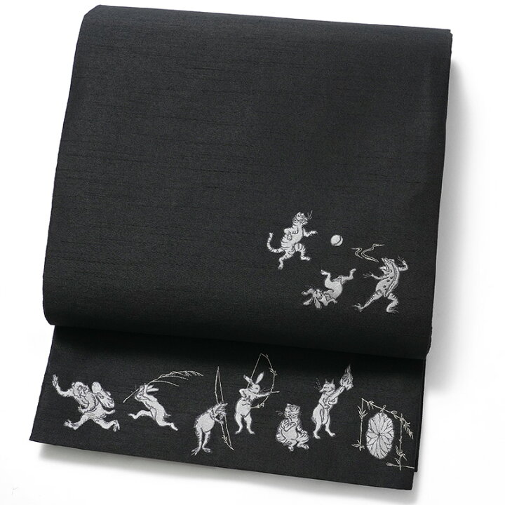 楽天市場】【10%OFFクーポン配布中】撫松庵 京袋帯 猫獣戯画 刺繍 黒 