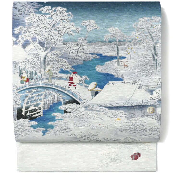 楽天市場】京袋帯 WAKKA 雪中三太九朗 ネイビー 白 紺 サンタクロース 