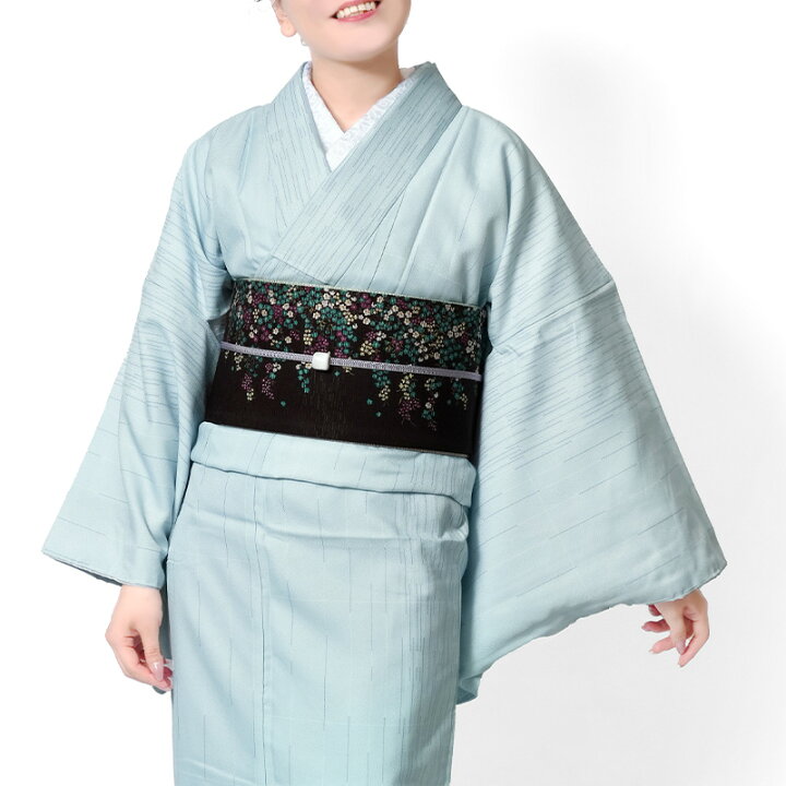 楽天市場】【20%OFF】着物 レインストライプ 縞 水色 白 ブルー 