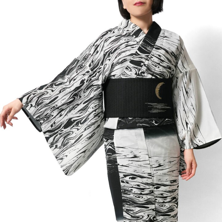 楽天市場】【Max3000円OFFクーポン配布中】撫松庵 半幅帯 月 刺繍 黒  