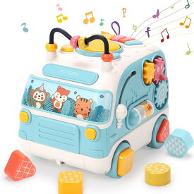 【送料無料】赤ちゃん おもちゃ 知育玩具 多機能 車 バス 電気 玩具 ピアノ 音楽のおもちゃ音と光と 手遊びいっぱい 鍵盤ドラム楽器 図形認知 積み木 早期開発 指先訓練 色認知 女の子
