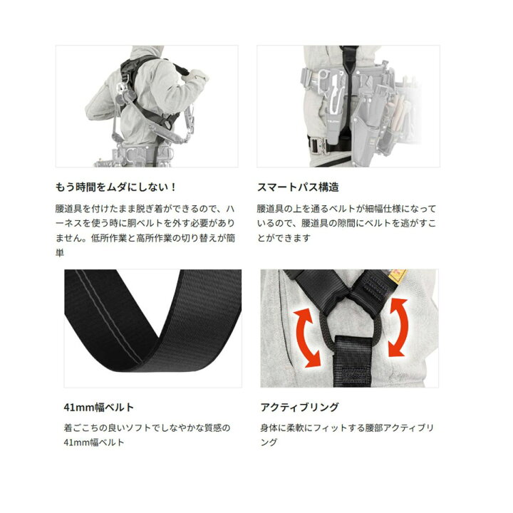 楽天市場】【オススメ】タジマ AHSF-BK ハオルハーネスHS 黒 : TAMAYURA