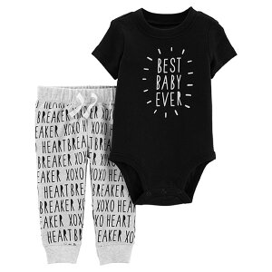 カーターズ【nb/3M〜24M】2点セット BEST BABY 黒ボディー&グレーパンツ/ボディースーツ【定形外郵便は送料無料】プリミーサイズ/Carter's/かわいい/ベビー服/春夏物/出産祝い/内祝い/50cm/60cm/70cm/8
