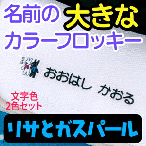 【クーポン有り】 名前付け 靴下 アイロン《名前の大きなカラーフロッキー-リサとガスパール 文字色2色セット》フロッキーネーム ネームオーダー お名前シール キャラクター 漢字 カット