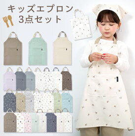 かぶるだけ！キッズ はっ水 エプロン 3点セット 薄手 100-120cm対応 男の子 女の子 子供 撥水 調節 幼児 子供用 100 110 120 幼稚園 保育園 かわいい プレイウェア 三角巾 収納バッグ ポケット クッキング セット 簡単 こども ポリエステル サイズ調整 ギフト dk093 sc対象
