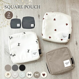 【大小2サイズ】 ポーチ 撥水 はっ水 化粧ポーチ 大容量 汚れにくい メイクポーチ 自立 小物入れ 小さめ 大きめ コンパクト 持ち歩き 機能的 おしゃれ かわいい 小さい ミニ ナイロン スクエア バッグインバッグ 旅行 トラベル 仕分け 収納 シンプル プレゼント dz169