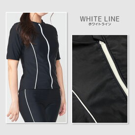 ほっそり見える！ フィットネス水着 上下セット 半袖 送料無料 めくれ防止 着痩せ レディース セパレート セット キャップ付き 大きいサイズ 前開き スイムキャップ 体型カバー 水泳 競泳水着 かわいい ママ水着 プール 母の日 プレゼント ft002