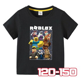 【即納】ROBLOX 120-150cm ロブロックス Tシャツ A1ブラック 黒120/130/140/150 男の子 キッズ 半袖ゲーム 小学生
