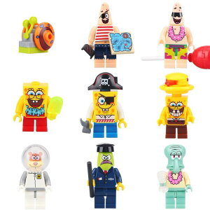 【即納】スポンジボブ LEGO レゴ互換 ミニフィギュア ミニフィグ ブロック 9体セット 武器付き LEGO 人形 互換品 送料無料 知育玩具 ナノブロック 組み立て 誕プレ ミニフィギュア