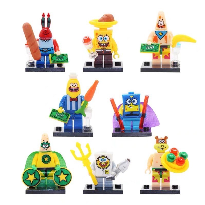 【即納】スポンジボブ LEGO 2nd レゴ互換 ミニフィギュア ミニフィグ ブロック 8体セット 武器付き LEGO 人形 互換品 送料無料  知育玩具 ナノブロック 組み立て 誕プレ ミニフィギュア | Aime　楽天市場店