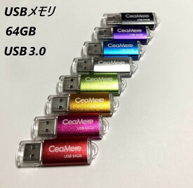 USBメモリ 64GB USB3.0 かわいい usbメモリ選べる8色 高速転送