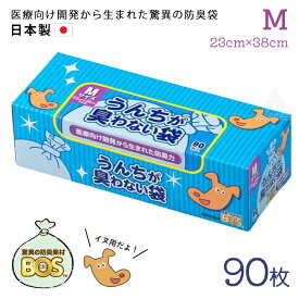 【Mサイズ 90枚】うんちが臭わない袋 BOS 防臭袋 犬用 ウンチ うんち袋 袋 防臭 臭わない 防臭素材 匂い 犬 いぬ イヌ 日本製 処分 匂い ペット用 旅行 散歩 お出かけ うんち マナー トイレ 水色(袋の色)