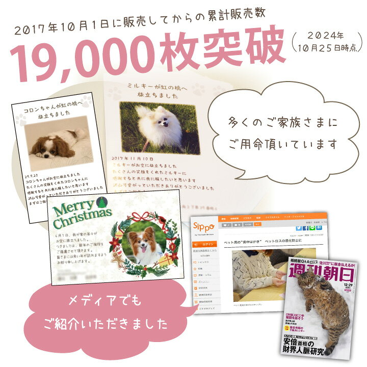 楽天市場 ペット 喪中はがき 印刷 名入れ無料 10枚 セット ネコポス対応 ペット用 喪中 葉書 ハガキ メッセージ 手紙 お名前 写真入り 犬 猫 うさぎ ハムスター オーダー メモリアル かわいい おしゃれ オリジナル うちの子 年賀状 ペット仏壇仏具のディアペット