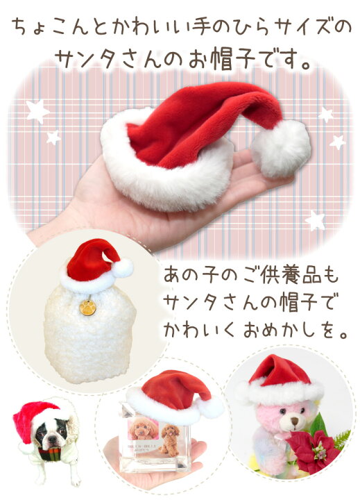 楽天市場 ペット仏具 かわいい お供えに サンタさんのミニぼうし クリスマス 帽子 冬のお供え ペット お供え物 メモリアルグッズ 冬 かわいい おしゃれ 犬 猫 うさぎ ハムスター ペット骨袋 ペット骨壷 お悔み 小さい コンパクト ペット仏壇仏具のディアペット