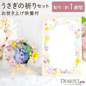 ペット仏具 うさぎ お供え セット 写真 プレート & お焚き上げ メッセージ はがき カード セット ウサギ 兎 イースター 春 お供え 限定 ペット お供え物 メモリアルグッズ かわいい 可愛い おしゃれ アクリル 置物 オブジェ オーダーメイド うさぎ供養