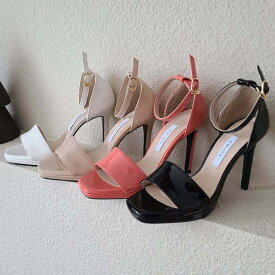 サンダル アンクルストラップ レディース ハイヒール ピンヒール 黒 白 ブラック ベージュ ピンク ホワイト 歩きやすい 痛くない 靴 婦人靴 韓国