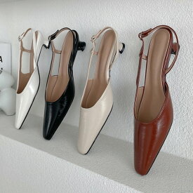 サンダル ポインテッドトゥ バックストラップ フラット レディース ローヒール 黒 茶色 白 ブラック ブラウン ベージュ ホワイト 靴 婦人靴 韓国