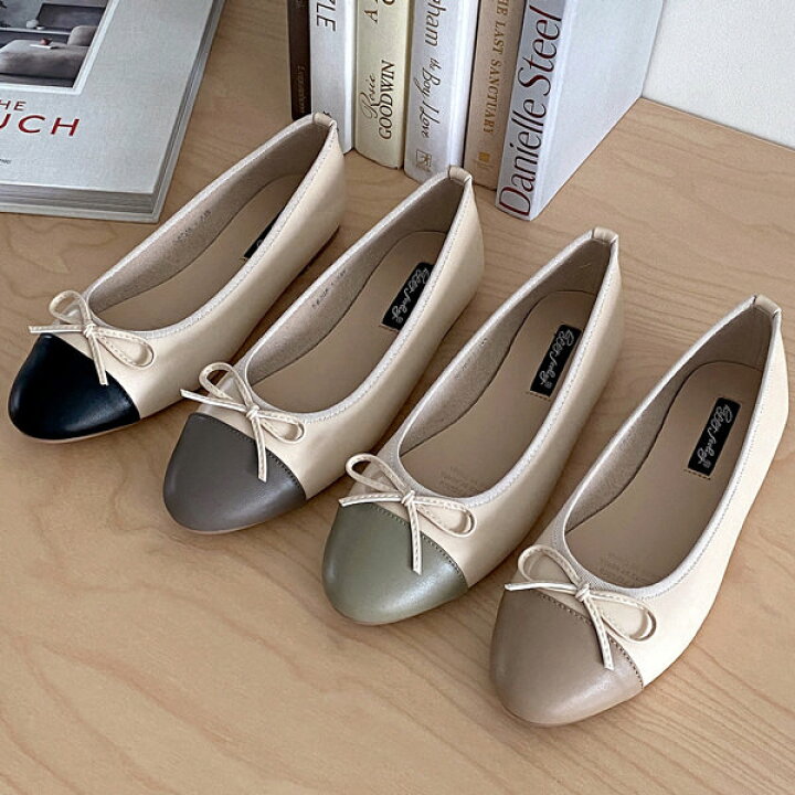 楽天市場】バレエシューズ パンプス フラット キャップトゥ りぼん 