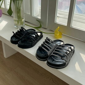 サンダル スポーツサンダル フラット レディース ぺたんこ ペタンコ 黒 ブラック チェック 歩きやすい 痛くない カジュアル シンプル 靴 婦人靴 韓国