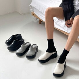 サンダル サボサンダル 厚底 ウェッジソール ウェッジヒール レディース 黒 灰色 白 ブラック グレー ホワイト 歩きやすい 痛くない シンプル 靴 婦人靴 韓国