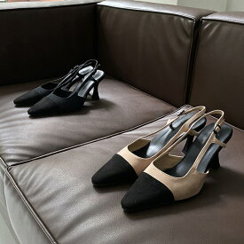 サンダル パンプス キャップトゥ バックストラップ レディース ハイヒール 黒 ブラック ベージュ スエード 歩きやすい 痛くない カジュアル 靴 婦人靴 韓国