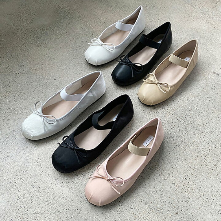 楽天市場】バレエシューズ パンプス フロントストラップ りぼん リボン 