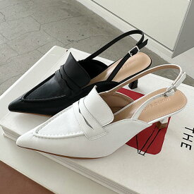 サンダル パンプス ローファー 天然牛革 編み込み バックストラップ ポインテッドトゥ レディース 黒 白 ブラック ホワイト 歩きやすい 革靴 靴 婦人靴 韓国