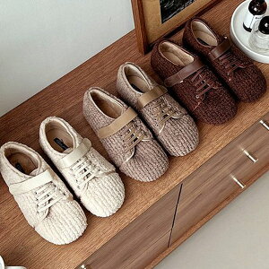 フラットシューズ スニーカー オックスフォード フェイクファー 面ファスナー レディース 茶 ブラウン ベージュ アイボリー 歩きやすい 靴 婦人靴 韓国