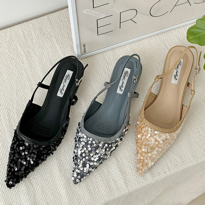 ☆箱保存袋付☆ロシャス スパンコールパンプス ゴールド ストラップ 37 