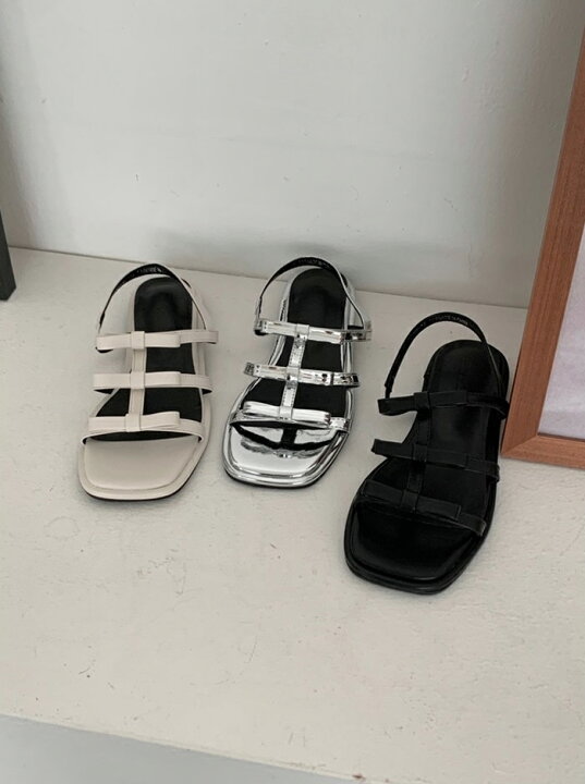 楽天市場】サンダル りぼん リボン バックストラップ レザー エナメル  