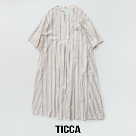 TICCA ティッカ　キーネックロングワンピース(ストライプ) TBBS-014