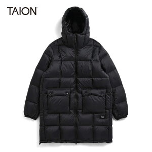 TAION/�^�C�I���@VOLUME HOOD DOWN COAT��PACKABLE OUTER��/�}�E���e�� �p�b�J�u�� �{�����[���t�[�h �_�E���R�[�g�@106VZMT-LONG�y���j�Z�b�N�X�z�yBLACK�z