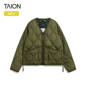 TAION/�^�C�I���@KIDS MILITARY VNECKZIP DOWN JACKET/�yKIDS�z�~���^���[ V�l�b�N�W�b�v �_�E���W���P�b�g�@K101ZML-1�y�L�b�Y�z�y(D.OLIVE)�_�[�N�I���[�u�z