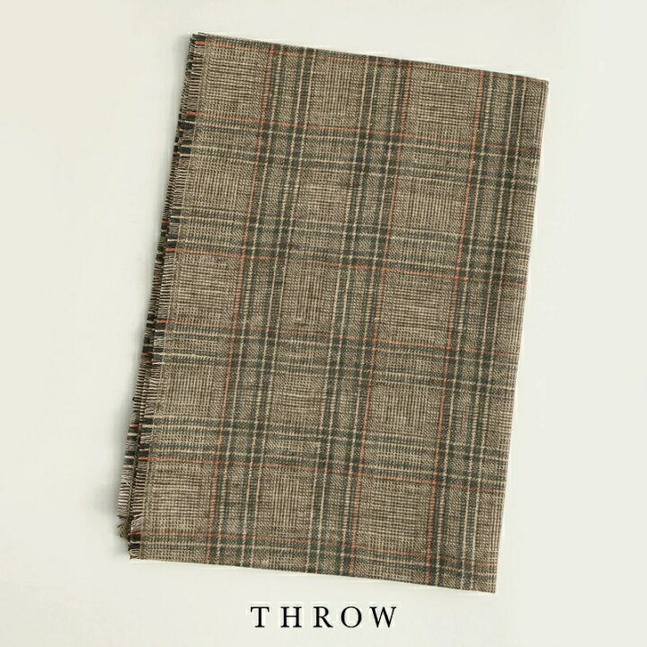 楽天市場】THROW スロー リネンウールカシミアグレンチェックストール 