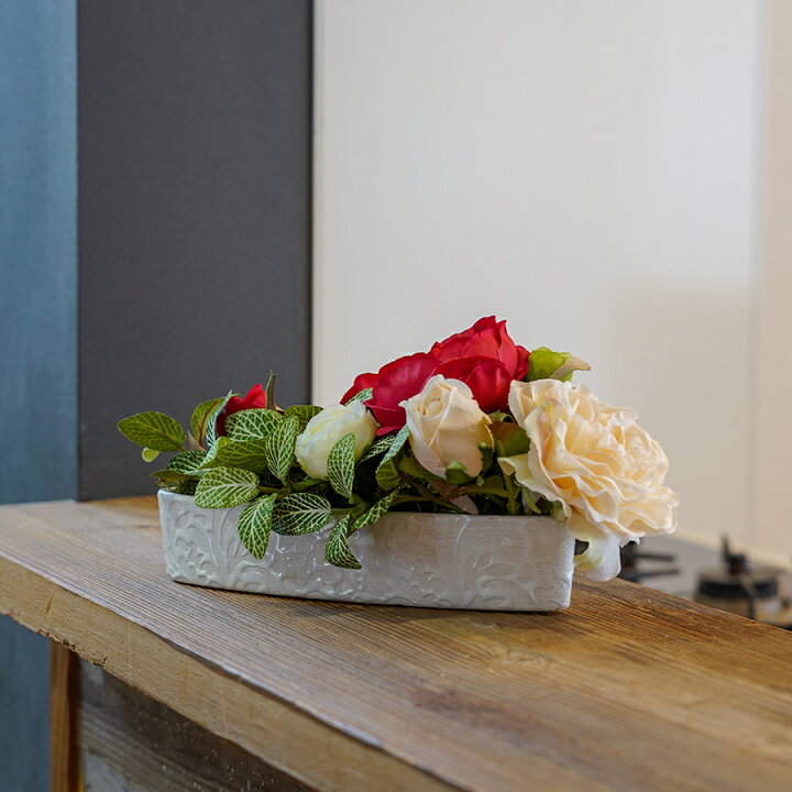 楽天市場 Rk048 テーブルアレンジ Japanesque2 レッドローズ フェイクフラワー 造花 卓上 テーブル リアルな造花 アーティフィシャル フラワー アートフラワー アレンジメント プレゼント 贈り物 ギフト インテリアフラワー 水やり不要 和風 Decobank デコバンク