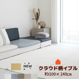 イブル クラウド柄 約200×240cm 中綿増量タイプ 継ぎ目なし 大きいサイズ 敷きパッド 韓国製 キルティングマット ラグ マット 赤ちゃん ベビーマット プレイマット 寝相アート ソファーカバー 洗える オールシーズン ホットカーペット対応