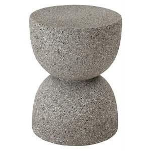 サイドテーブル グレー AST-61GY テラゾー柄 おしゃれ オブジェ ナイトテーブル ソファサイド モダン ベッドサイド ミニテーブル ストーン 大理石調 砂時計型 石 灰色 マーブル 丸 円 コンパク