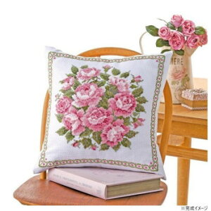 オリムパス クロス・ステッチししゅうキット 美しい花たち クッション スウィートローズ 6054(白) その他ライフグッズ(趣味) 手芸・クラフト・生地