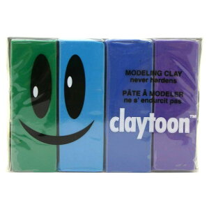 MODELING CLAY(モデリングクレイ) claytoon(クレイトーン) カラー油粘土 4色組(クール) 1Pound 3個セット 文具・玩具 文具