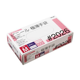 川西工業 ビニール極薄手袋 粉なし M#2026 1セット(2000枚:100枚×20箱)