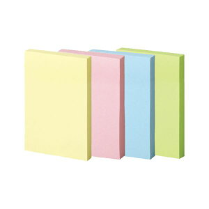 (まとめ) TANOSEE強粘着ふせん 75×50mm パステルカラー・4色 1パック(10冊) 【×3セット】