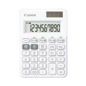 (まとめ) キヤノン カラフル電卓 ミニミニ卓上LS-100WT-SW 10桁 スノーホワイト 3946C001 1台 【×3セット】