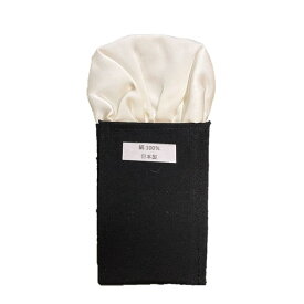 トラッド 日本製 形態安定ポケットチーフ 無地サテン織り×ホワイト PPHH033